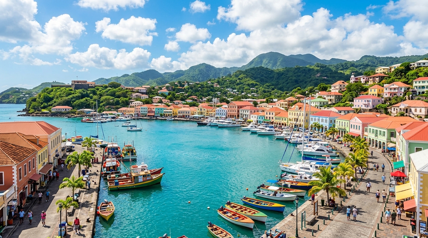 Scenic panoramic view of authentic travel in Grenada